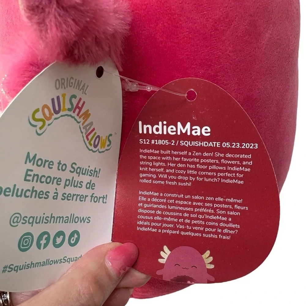 Squishmallows Indie Mae 12” Valentine Axolotl Plush NWT Kellytoy